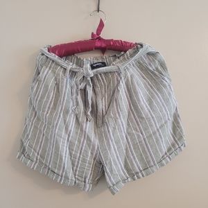 4/$15 SALE Cute Lightweight Summer Flowy Green Cream Cotton Shorts Large